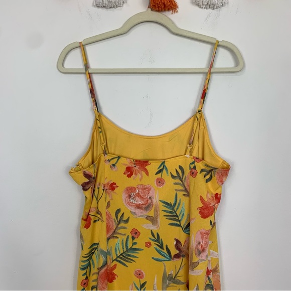 NWT Lulu’s Zinnia Mustard Yellow Floral Print High Low Maxi Dress Large - Picture 8 of 15